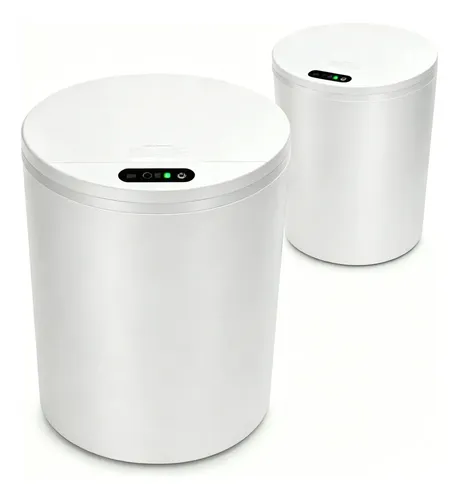 Sensor Inteligente Automática Lixeira Redonda Branca 16L Recarregável USB Infravermelho