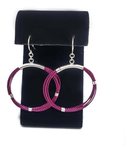 Aretes Para Mujer Hilo Color Fucsia Joya Plata 950