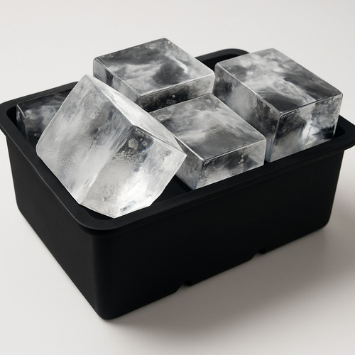 Forma De Silicone Gelo Cubo Grande 6 Cubos Drink Whisky Top Crevo Cor Preto
