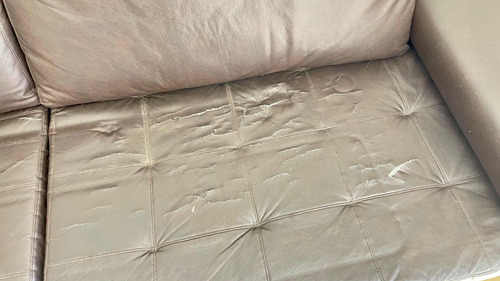 Sofá 4 Lugares Reclinável, Corino Marron Usado Marrom (Usado)