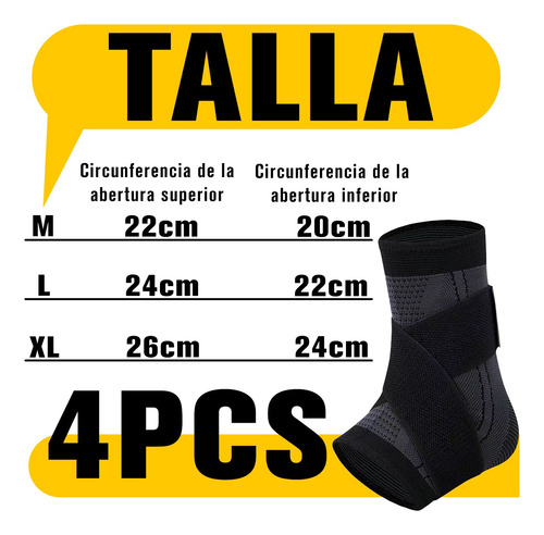 4 Pcs Tobilleras Deportivas Anti-esguince Soporte Lesion Gym