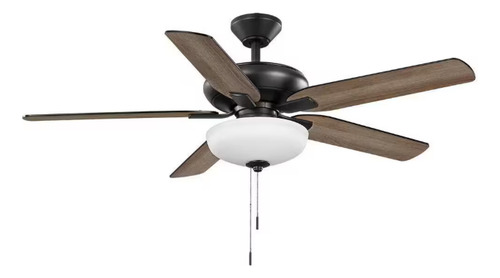 Ventilador Techo 52 Pulgadas Luz Led Aspas Reversibles Cantidad De Aspas 5 Estructura Negro Aspas Negro / Cafe Diámetro 1.321 M