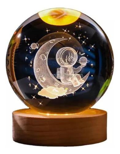 Lampara De Luz Led 3d Bola De Cristal Astronauta Luna