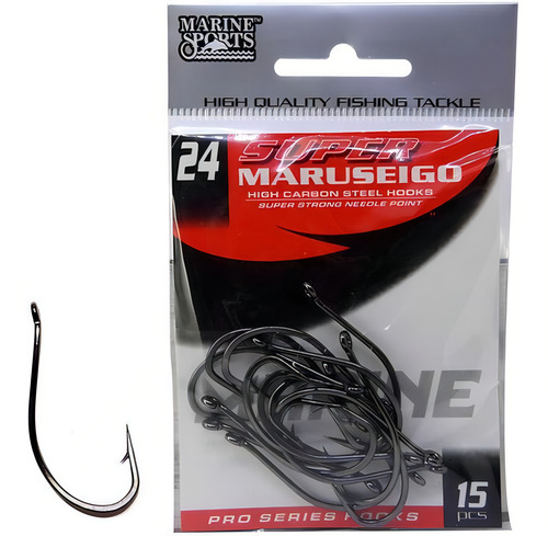 Anzol Marine Sports Super Maruseigo Black N. 24 Com 15 Un