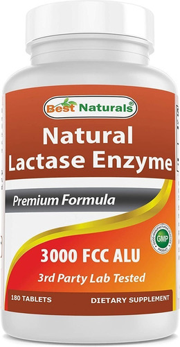 Best Naturals | Lactase Enzyme | 3000 Fcc Alu | 180 Tablets