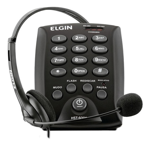 Telefone Elgin Headset Com Base Discadora Hst-6000 Preto