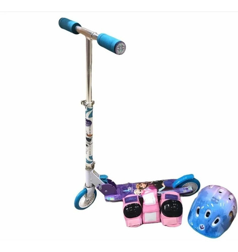 Monopatín 2 Ruedas Plegable Con Set Protección Frozen 7351