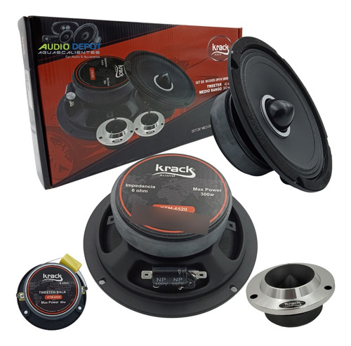 Set De Medios 6.5 Pul Para Auto Tweeter Bala Krack Ktm-6520