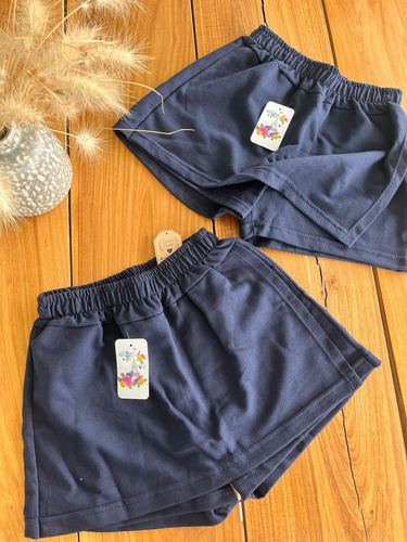 Pollera Pantalón Short Con Tapa Algodón Colegio Uniforme Azul 8