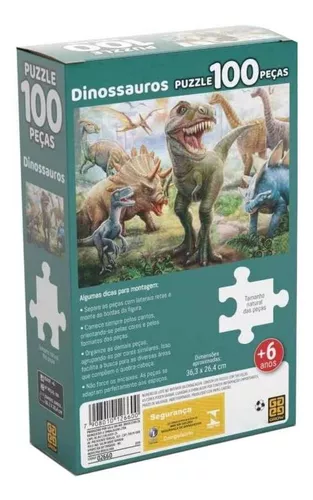 Dino Bagunça Monta Quebra Cabeça de Dinossauro de 100 Peças 