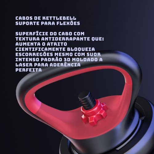 Kit Halteres Ajustáveis 40kg Barra Kettlebell Base Flexões