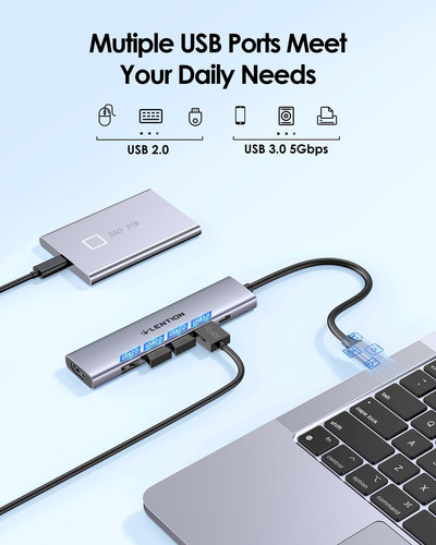 Lention Adaptador Multipuerto Usb C Hub Con Carga Pd De 100