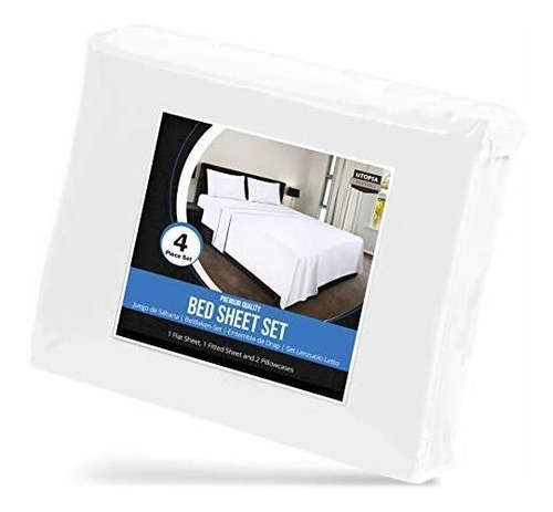 Sabanas Utopia Bedding Color Blanco Micro Fibra Matrimonial