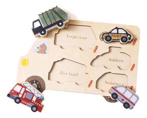 Rompecabezas De Madera Montessori Para Niños, Coches