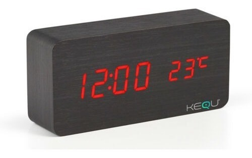 Reloj Digital Despertador Rectangular Grande De Madera Led