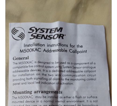 System Sensor Accesorio Tapa Trasera M500kac Address