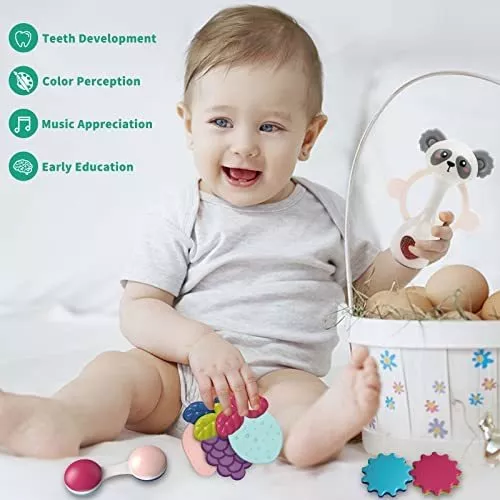 Juego de sonajeros para bebés de 0 a 6 meses, juguetes de dentición para  bebés de 6 a 12 meses, mordedor para bebés, juguetes para recién nacidos de
