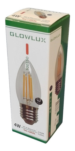 Imagen 2 de 9 de Lámpara Vela Led Filamento 4w Cálida Glowlux X10 Unidades