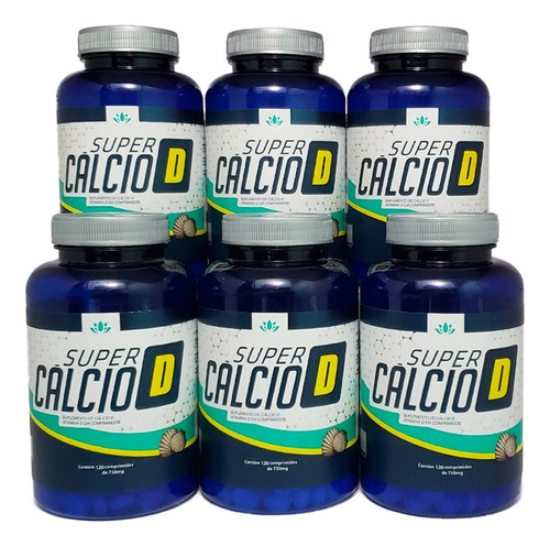 Suplemento Super Cálcio+vitamina D 120 Comp. 750mg Kit 6 Un.