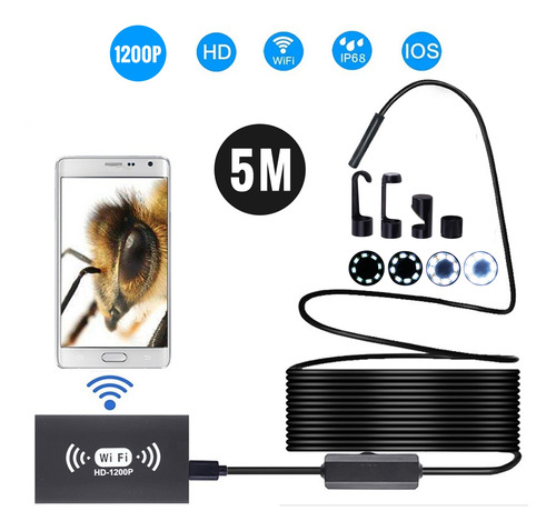 Câmera De Endoscópio Sem Fio 8mm Ip68 Wifi Impermeável