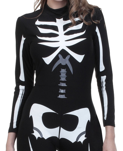 Disfraz Esqueleto Calavera Overol Mujer Halloween Fiesta Terror