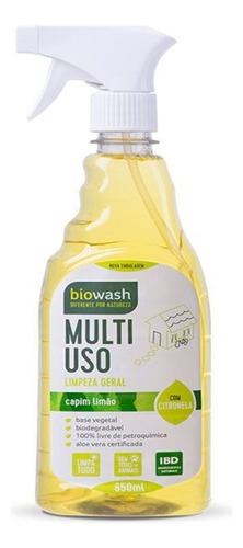 Limpador Biowash Multiuso capim limão em frasco 650ml