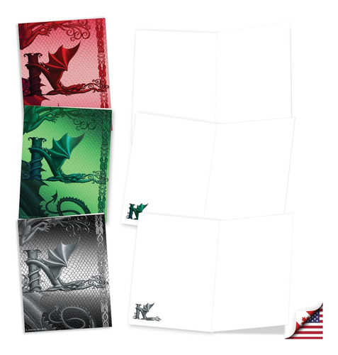 20 Tarjetas De Notas Blanco Monograma De Colores Surtid...