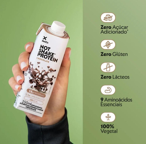 Bebida Not Shake Protein Sabor Chocolate 250ml - Kit Com 3
