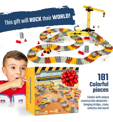 Jitterygit Construcción Pista De Carreras Juguete - Incluye