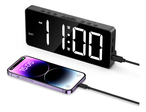 Reloj Despertador Digital De 5 Niveles De Brillo Y 3 Niveles