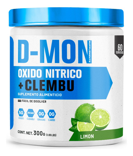 Óxido Nítrico + Clembuterol D-mon Protein 300grs Pre Entreno Sabor Limón