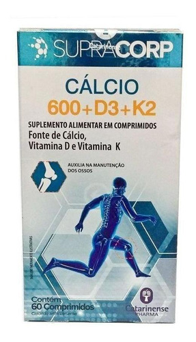 Kit Com 02 Supracorp Cálcio 600 Vitamina D3+k2 - 60 Cápsulas