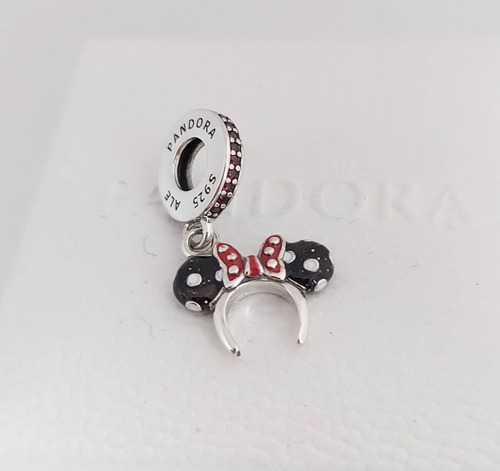 Dije Charm Pandora Moño Rojo Minnie Mouse Disney Plata