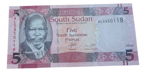 Billetes Mundiales : Sudan Del Sur 5 Libras 2015 Nuev Africa