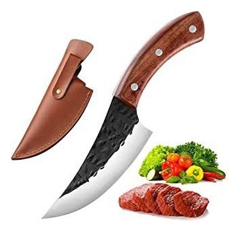 Cuchillo Vikingo, Cuchillo De Carne Forjado Con Vaina Y  Cch