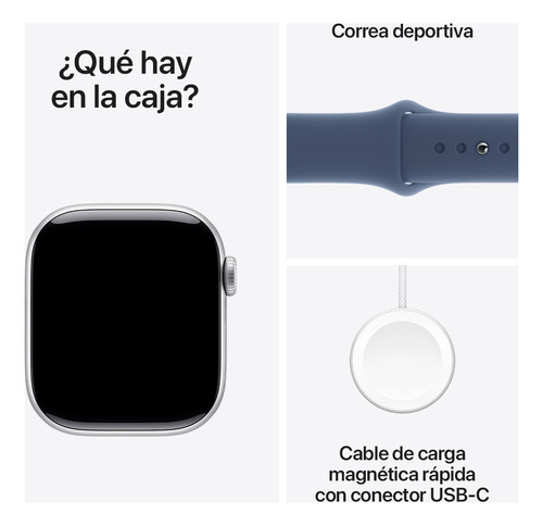 Apple Watch S10 Gps + Cellular 42mm M/l Aluminio Color Plata Plata Correa Deportiva Azul Denim Color Plata