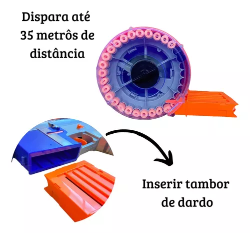 Brinquedo Metralhadora Estilo Nerf 40 Dardos Semi Automática