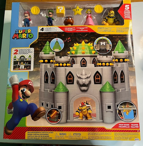 Mario Set Castillo Deluxe Bowser Con 5 Figuras + Accesorios