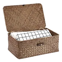 Comprar Cesta De Mimbre Hipiwe Con Tapa, Cesta Tejida A Mano De Hier