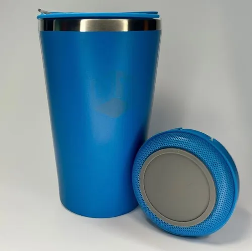 comprar Copo Térmico Inox Tampa Caixa Som Bluetooth Cerveja Abridor Cor Azul Liso