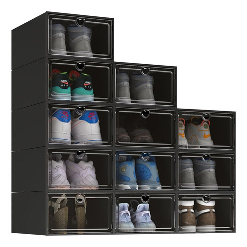 12pz Caja Plastica Organizador De Zapatos Apilables Zapatera