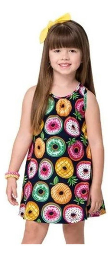 Vestido Infantil Estampado Verão Macio Confortável Meninas