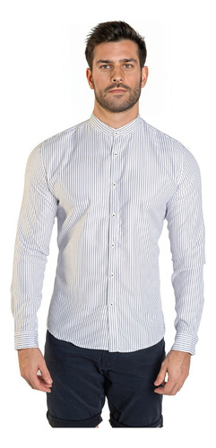 Camisa Manga Larga Para Hombre Cuello Mao Moda Casual