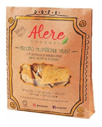 Kit 3x: Biscoito Nutritional Yeast/alecrim S/glúten Alere70g