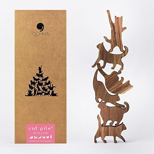 Comma Jumbo Wooden Cat Pile Set 1 Pink Label 6 Gatitos