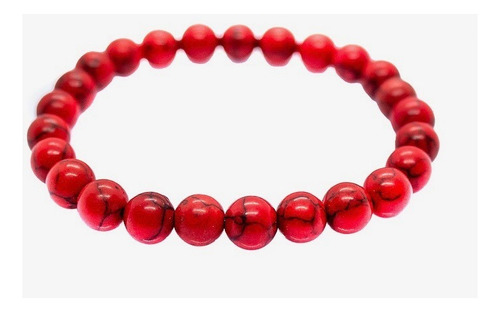 Pulsera Howlita Roja Elasticada Reiki Moda Unisex 2024