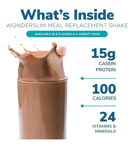 Batido Sustituto De Comida Wonderslim, Chocolate, 15g Proteí