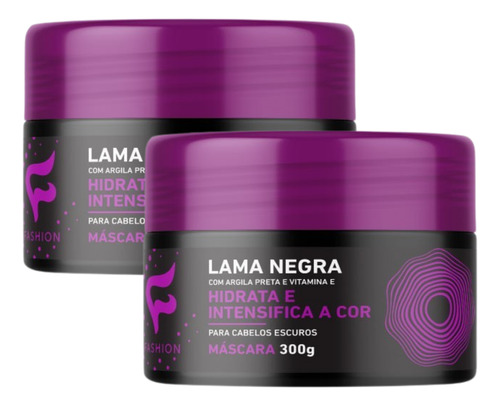 Kit 2x Máscara Lama Negra Fashion Cosméticos 300g