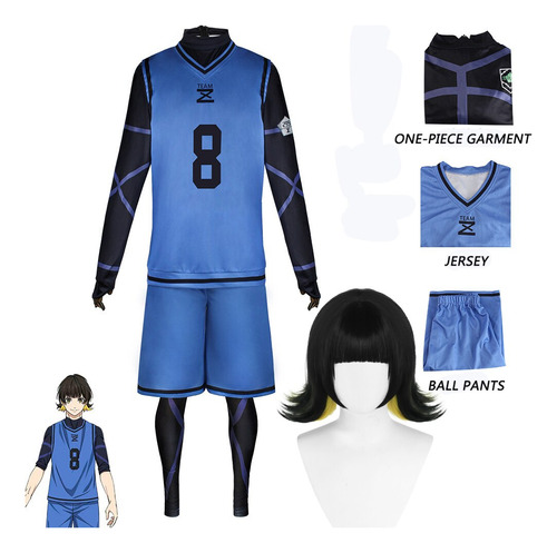 Camiseta Deportiva De Fútbol Anime Lock Isagi Club Blue