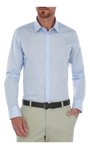 Camisa Business Casual Scappino Popelina Azul Claro P783